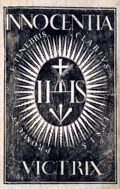 Frontespizio di Innocentia Victrix, pub. da Quam Cheu, Canton, 1671 da Antonio de Gouveia